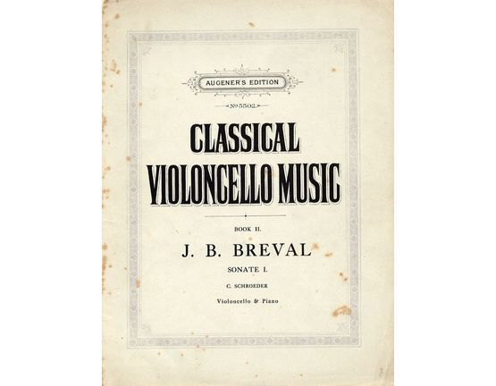 4696 | Sonata No. 1 in C - For Violoncello and Piano - Augeners Edition No. 5502 - Classical Violoncello Music, Book II