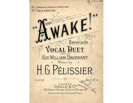 4697 | Awake -  Serenade - Vocal Duet for Tenor and Baritone