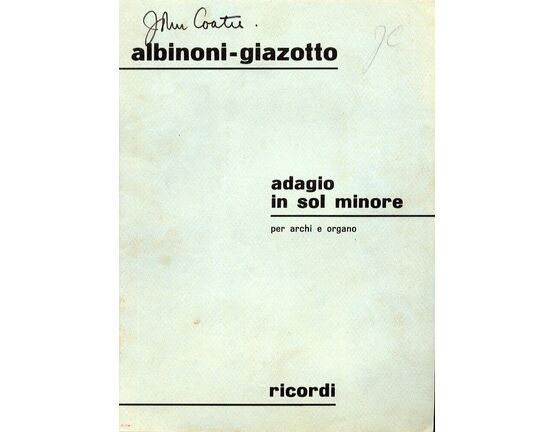 4699 | Adagio In Sol Min - Per Archi E Organo - Ricordi Edition E. R. 2608