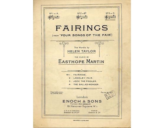 4702 | Fairings -  From "Four Songs of the Fair" - Key of C major for high voice