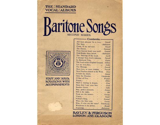 4840 | Baritone Songs - Second Series - The Standard Vocal Albums Edtion with Staff and Sol Fa Notations and Accompaniments