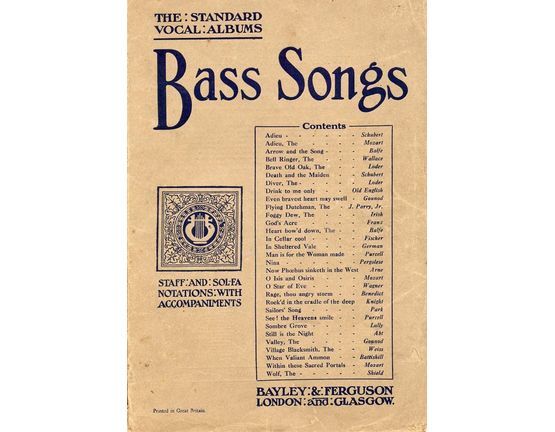 4840 | Bass Songs - The Standard Vocal Albums Series - Book One - Staff and Sol-Fa Notations with accompaniments