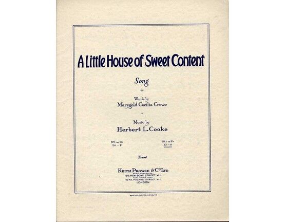 4843 | A Little House of Sweet Content - Song in the key of E flat major for high voice