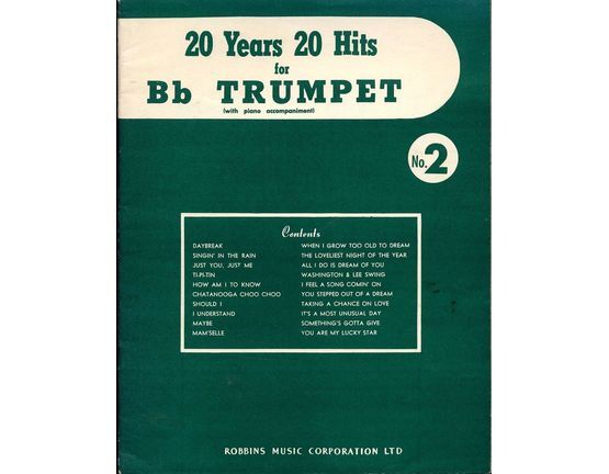 4844 | 20 years 20 hits for B flat Trumpet (with piano accompaniment) - Volume No. 2
