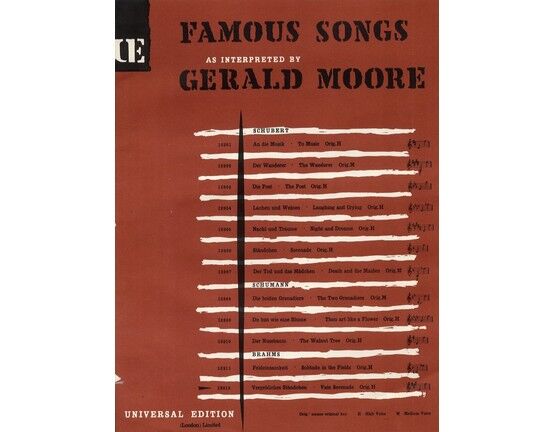 4848 | Famous Songs As Interpreted by Gerald Moore - 12312 - Vergebliches Standchen - Vain Serenade - Op. 84, No. 4 - Orig. H - Medium Voice