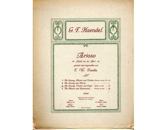 4864 | Haendel - Arioso - For Voice, Violin & Organ with Harp ad. lib