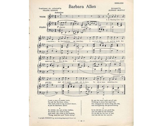 4895 | Barbara Allen and Green Bushes - For Voice and Piano