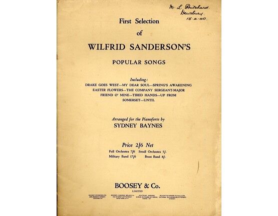 4921 | Wilfrid Sandersons - Piano Selection of Popular Songs