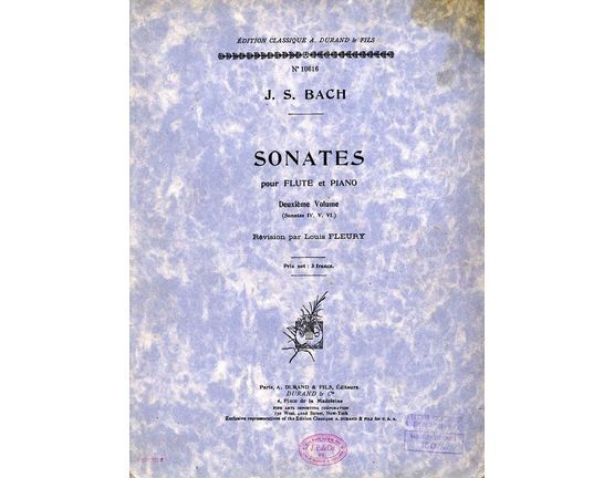 4932 | Sonates pour Flute et Piano - Deuxieme Volume (Sontes IV, V, VI) - Edition Classique A. Durand and Fils No. 10616