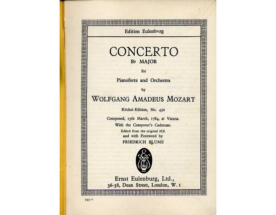 4942 | Concerto for Pianoforte and Orchestra in Bb Major - Miniature Orchestra Score
