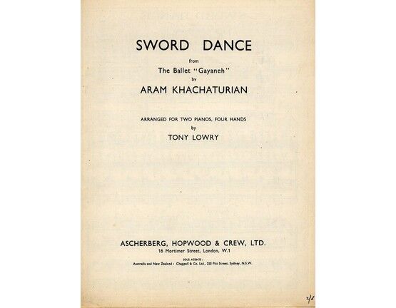 5152 | Sword Dance from the ballet Gayaneh. Piano Duet