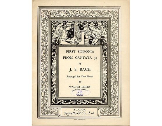 5283 | First Sonata from Cantata 35  -  Arranged for Two Pianos by Walter Emery