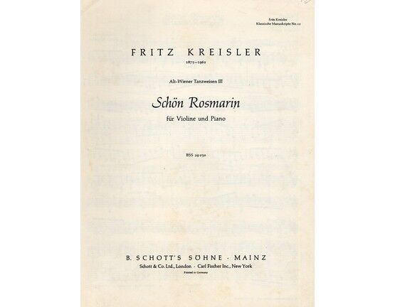 5375 | Schon Rosmarin - For violin and piano with seperate violin part