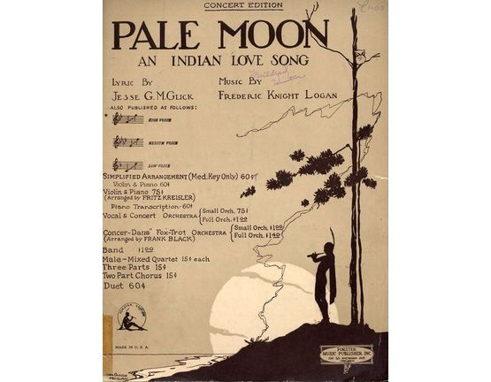 5470 | Pale Moon - An Indian Love Song - Key of B flat major for high voice - Concert Edition