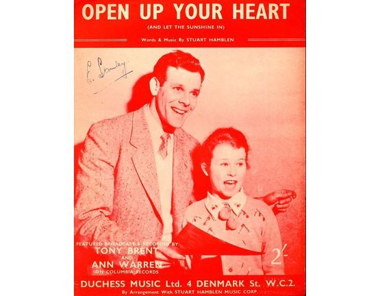 5575 | Open up your heart  (and let the Sunshine In) - As performed by Tony Brent and Ann Warren