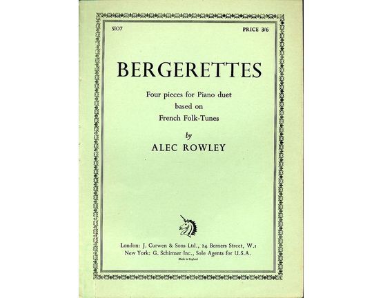 575 | Bergerettes - Four pieces for Piano duet based on French Folk Tunes - Curwen Edition No. 5107