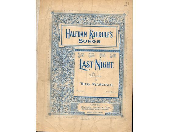 5761 | Halfdan Kjerulf's Songs -  Last Night  - In the key of G major