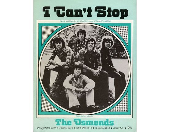 5831 | I can't stop - Recorded on MCA by The Osmonds - For Piano and Voice with chord symbols