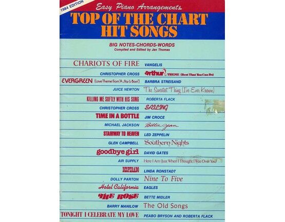 5892 | Top of the Chart Hit Songs - Easy Piano Arrangements (with words) - 1984 Edition
