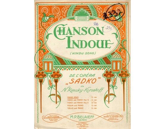 6105 | Chanson Indoue - (Hindu Song) From the opera "Sadko" - Piano solo