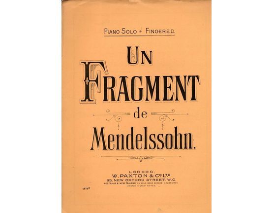 6245 | Un Fragment de Mendelssohn - Piano Solo
