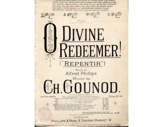 6255 | O Divine Redeemer (Repentir) - Song In the key of  G major for Low Voice