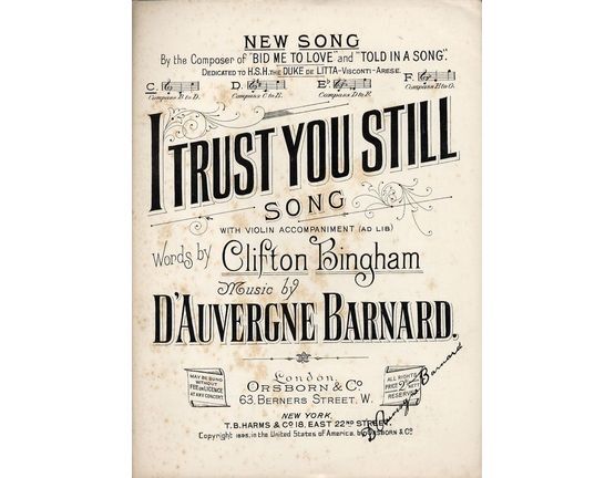 6267 | I Trust You Still  -  Song With Violin Accompaniment - In the key of C major for Low Voice