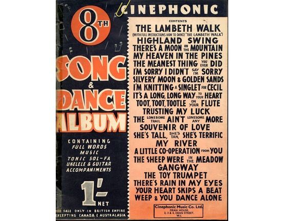 6360 | 8th Cinephonic Song and Dance Album - Containing Full Words, Music, Tonic Sol-Fa, Ukulele & Guitar Accompaniments