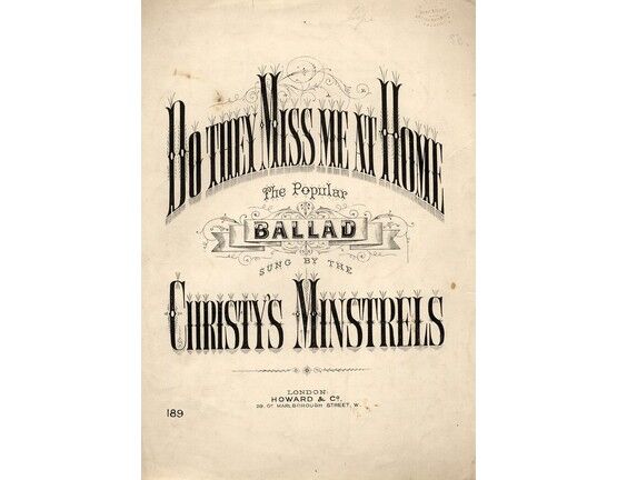 6578 | Do They Miss me at Home?  - As sung by the Christy's Minstrels