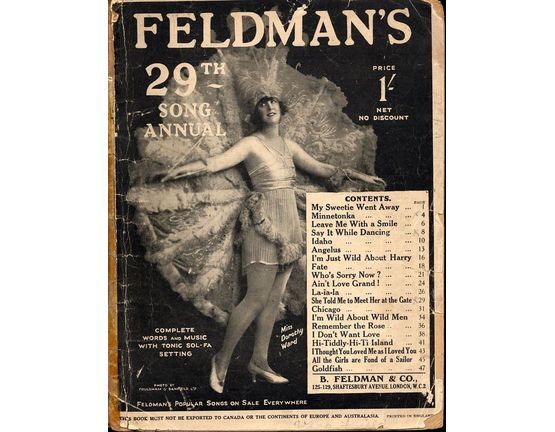 6630 | Feldman's 29th Song Annual - Complete Words and Music with Tonic Sol-Fa Setting