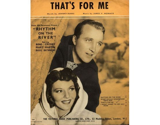 6656 | That's for Me - Bing Crosby and Mary Martin in "Rhythm on the River" - Song