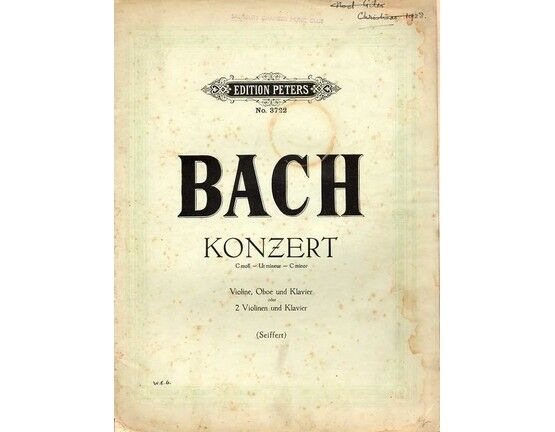 6868 | Bach - Konzert in C Minor - For 2 Violin and Piano - Edition Peters No. 3722