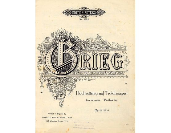 6868 | Hochzeitstag auf Troldhaugen (Wedding Day at Troldhaugen) - Op. 65 - No. 6  - Piano Solo - Edition Peters 2922