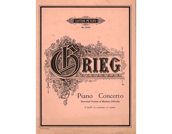 6868 | Piano Concerto in A minor - Shortened Version of medium difficulty - Edition Peters No. 2164b