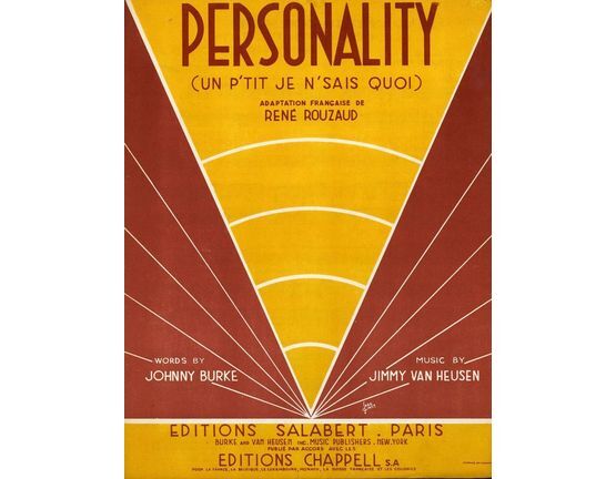 6944 | Personality (Un P'tit je n'sais quoi) - For Piano and Voice - French Edition