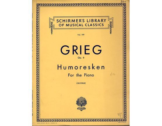 6953 | Humoresken - Op. 6 - For the Piano - Schirmers Library of Musical Classics Vol. 199