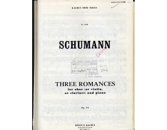 7091 | Schumann - Three Romances (Drei Romanzen) for Oboe / Violin / Clarinet and Piano - Op. 94