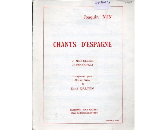7152 | Chants D'espagne - 2 Songs for Alto and Piano - Montanesa / Granadina