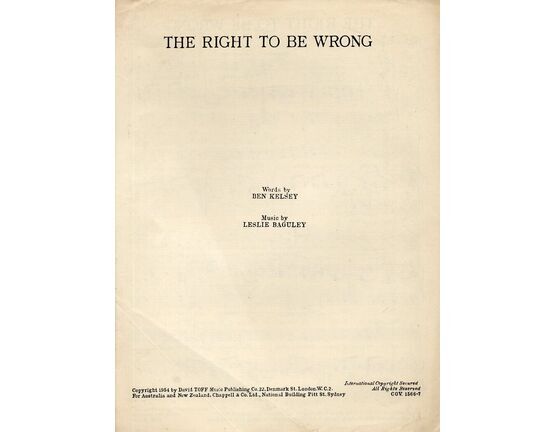7153 | Give Me The Right To Be Wrong  - Song - Professional Copy