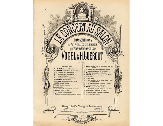 7456 | Serenade du XVIIeme Quatuor - For Violin and Piano - No. 11 from le Concert Au Salon Series of Transcriptions de Morceaux Celebres pour Piano and Viol