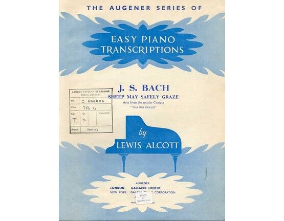 7515 | J. S. Bach - Sheep may Safely Graze - The Augener Series of Easy Piano Transcriptions