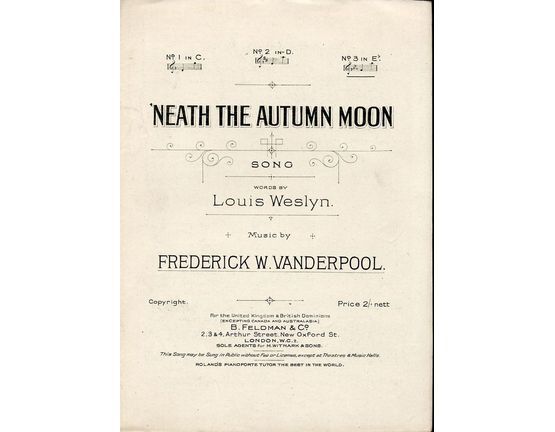 7694 | Neath the Autumn Moon - Song - In the key of E flat major for high voice