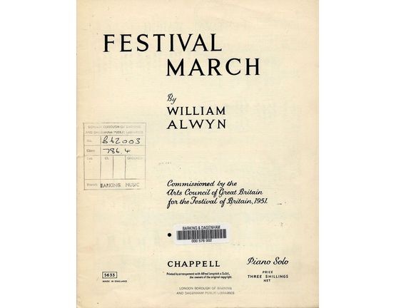7765 | Festival March - For Piano - Commissioned by the Arts Council of Great Britain for the Festival of Britain 1951