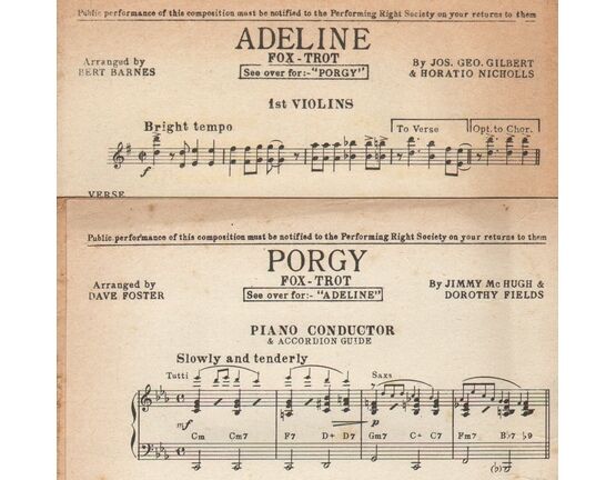 7767 | DANCE BAND with Vocals:- 'Porgy' - Fox-Trot  &  (b) 'Adeline' - Fox-Trot