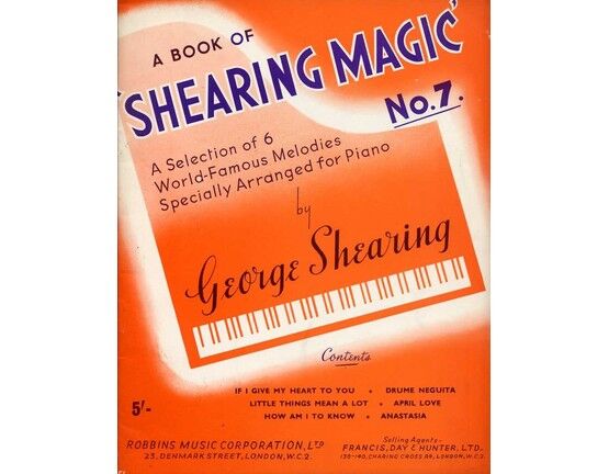 7773 | A Book of Shearing Magic -  No. 7 - A selection of 6 World famous Melodies - Specially arranged for piano solo