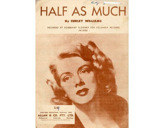 7775 | Half as Much - Featured & Recorded by Rosemary Clooney for Columbia Records