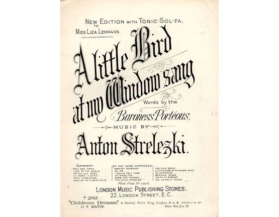 7787 | A Little Bird at my Window Sang - London Music Publishing Stores Edition No. 292