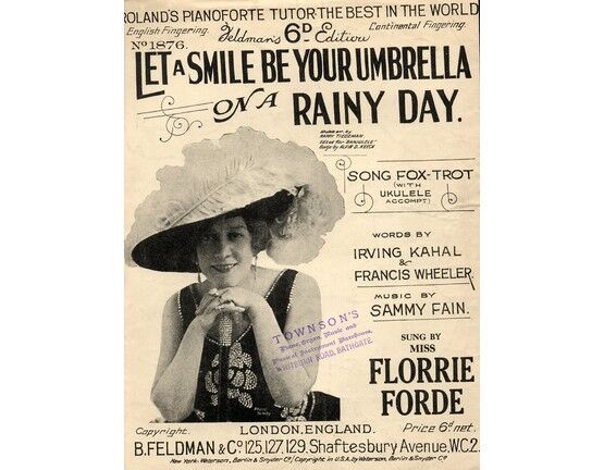 7791 | Let a Smile Be Your Umbrella on a Rainy Day - For piano solo and ukelele - Song - Featuring Florrie Forde