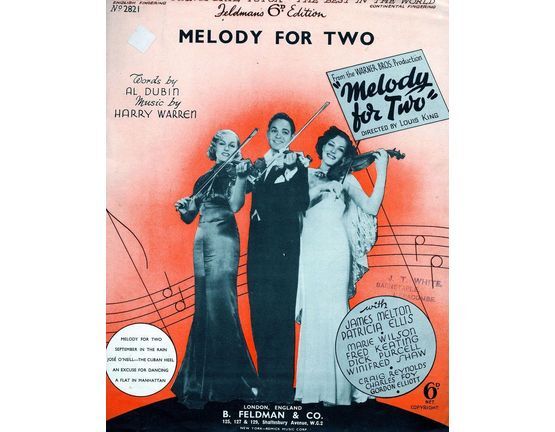7791 | Melody for Two - Song from, "Melody for Two" featuring James Melton, Patricia Ellis & Marie Wilson