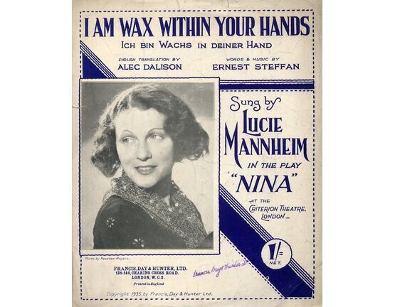 7807 | I am Wax Within Your Hands (Ich bin Wachs in Deiner Hand) - Song Featuring Lucie Mannheim - From the Play "Nina"
